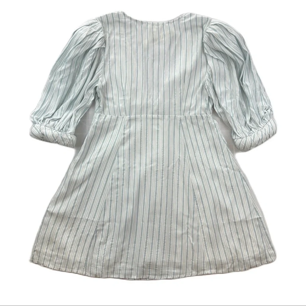 NWT For Love and Lemons Leslie Mini Dress Light Blue Size XS Metallic Stripe - Picture 6 of 10
